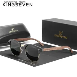 Sunglasses KINGSEVEN Walnut Wooden Mens Sunglasses UV400 Polarized Eye Protect Glasses Luxury Retro Driving Eyewear Women Accessory L240322
