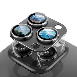 Aluminium Metal Camera Lens Film 9h Temper Glass Aviation Cameras Protector Ring Cover för iPhone 15 Plus Pro Max Sticker Fit Back Camera