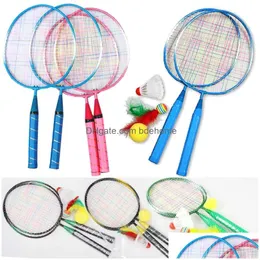 Raquetes de badminton atacado-1 par juventude crianças esportes dos desenhos animados terno brinquedo para crianças b2cshop entrega ao ar livre raquete dhhj4