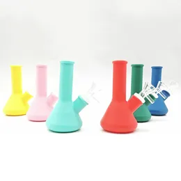 5.0 6.5 polegadas Silicone Beaker Bong Water Bubbler Pipe Hookah 14mm Feminino Inquebrável com Downstem Glass Bowl Dab Oil Rigs Fumar Tabaco Pipes Bongs