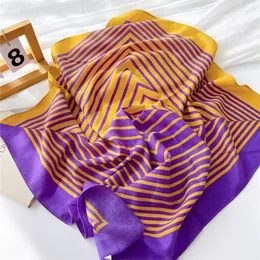 Scarves 63cm Striped Plaid Print Square Scarf Cotton Bandanas Women Girls Headband Accessories Handkerchief Neckerchief Hairscarf