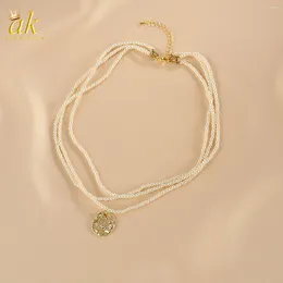 Цепочки с жемчугом Aokaishen, универсальное ожерелье для женщин, нишевая цепочка на ключицу, высококачественные аксессуары, корейская версия, ювелирные изделия, шейная цепочка