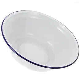 Set di stoviglie Lavabo Ciotola smaltata vecchio stile Casa Bordo arricciato Zuppa di verdure e frutta Insalata Borse per bottiglie in feltro Singolo retrò