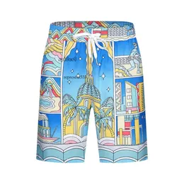 Casa Blanca Shirts Summer New Beach Shorts, 남자 느슨한 피팅 커플 복장, 캐주얼 청소년 스포츠 카프리스