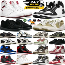 jump man 1 Basketball Shoes 1s Black White Metallic Gold Yellow Ochre Low Olive Black Phantom Reverse Mocha Satin Bred Patent Palomino Woman Men Sprot Trainer Sneaker