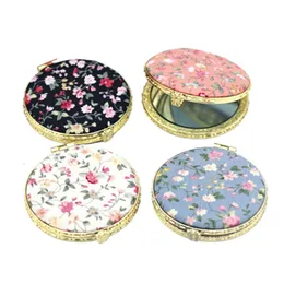 Portable Round Makeup Compact Mirror Vintage Cosmetic Small Mirror Chinese Printing Wedding Favor Folding Double Sided Mirror Espejo Compacto De Maquillaje