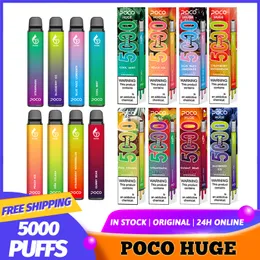 Originale POCO HUGE 5000 Puff Vaper Vapers Puff 5000 Shisha Vape monouso Poco Vapes Puff monouso E Sigaretta 5% Vaporizzatore Ricarica Mesh Coil Pen Bar