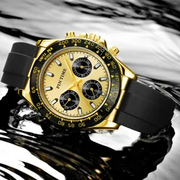 ساعة Wristwatches Luxury Top Brand Watch for Men Black Gold Chronograph Military Mens Watches Silicone Strap Clock Clock Quartz Wristwatch Reloj Hombre