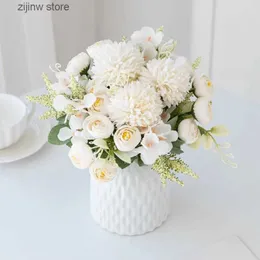 Faux Floral Greenery Künstliche Hortensien für Sammelalben, Seide, Teerosenknospen, Vase für Heimdekoration, Hochzeitsstrauß, DIY, A-Cap, Weihnachtsgirlande Y240322