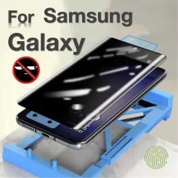 Samsung Galaxy S24 S23 S22 S21 S20 S10 Not 20 Ultra Plus Seramik Yumuşak Film Koruyucu Anti Peeping Kavisli Ekran Koruyucu Kurulum Kiti +Perakende Kutusu ile Seramik Yumuşak Film Koruyucu