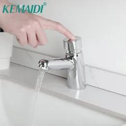 Banyo lavabo muslukları kemaidi su tasarruf süresi gecikme musluk kamu krom kaplama kendini kapanış havzası musluk için ev veya açık hava tek soğuk