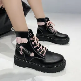 Boots Women Martin Boots Winter Ladies Lacing Lolita Boots Anime Cosplay Japanese Gothic Punk Moto Girls Loli shoe for women