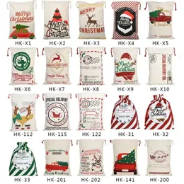 Santa Size Christmas DrawString Påsar stora säckar Bag Party Favor Supplies Canvas Bagxmas Dekorationer 0724 Xmas