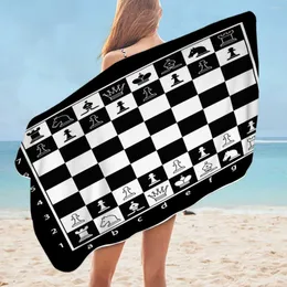 タオルの寝具チェスボードビーチゲームマイクロファイバーバス黒と白のピクニックマット75x150長方形薄い毛布