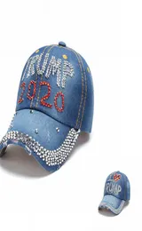Donald Trump Hat rhinestone 2020 Donald Trump Hat ReElection Baseball cap Outdoor Adjustable Snapback hat KKA77362819974