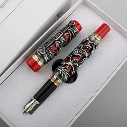 Роскошная брендовая авторучка Jinhao Dragon Phoenix, чернильные ручки для письма, M наконечник, усовершенствованная ручка для рукоделия, подарок школьному учителю 240307