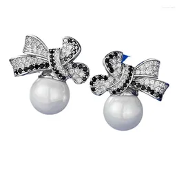 Studörhängen S925 Silver Ear Studs 10mm Pearl Minimalist Fashion Versatile Earring Jewelry