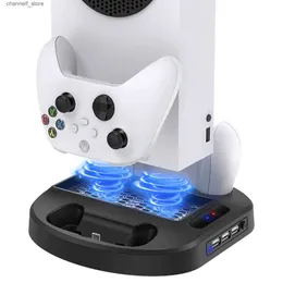 Oyun Denetleyicileri Joysticks LED göstergesi ve 3 USB Hubsy240322 ile soğutma fanı şarj cihazı istasyonu ile Xbox Serisi S denetleyicileri için dikey şarj standı