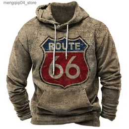 Hoodies dos homens moletom outono vintage mens hoodie oversized roupas rota 66 ciclismo jaqueta rua moda moletom mangas compridas para homens q240322