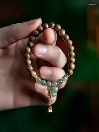 Halsband örhängen set indonesiska kalimantan agarwood armband antika smycken kvinnors mammut elfenben grön tara