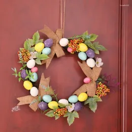 Decorative Flowers Easter Wreath Eggs Classic Elements Indoor Outdoor Bright Color Beautiful Decor For Front Door Home Decoration #BU