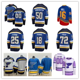 Camisas De Hóquei De Blues Personalizadas 42 Kasperi Kapanen 51 Matthew Kessel 47 Torey Krug 25 Kyrou 4 Nick Leddy 63 Jake Neighbours 55 Colton Parayko 48 Scott Perunovich