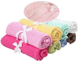 Infant Baby Hole Blankets Swaddle Wrap Newborn Blankets Muslin Crochet Cotton Air Conditioning Sleeping Bag Stroller Blanket9635317