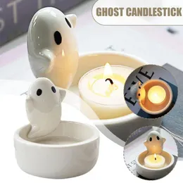 Ljushållare Ghost Forme Candlestick Creative Ceramic Decorative Modern Holder For Housewarming Anniversary Wedding Kitchen Suppl W8u0