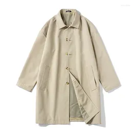 Jaquetas masculinas 2024 primavera solta moda casual blusão masculino comprimento médio coreano bonito casaco homem preto oversized trench coat homens