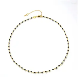 Chains Wholesale Natural Black Spinel Necklace 925 Sterling Sier 18K Gold Plated Stone For Women Drop Delivery Jewelry Necklaces Penda Otac9