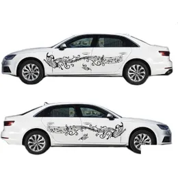 Car Stickers A Set Vehicle Truck Power Music Black Butterfly Flowers Sport Styling Vinyl Body Sticker Waist Line Decals Drop Delivery Otny5