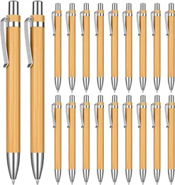 Bambus-Stifte, einziehbarer Kugelschreiber aus Holz, schwarze Tinte, 1 mm, nachhaltiges Schreiben, umweltfreundlich, Bambus-Stifte, Großpackung für Heimbüro, Schulbedarf, Tagebuch-Schreiben, Geschenke