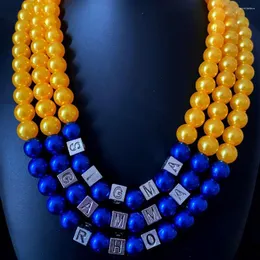 Catene Collana con lettere greche SIGMA GAMMA RHO Sorority Logo Collana girocollo con perle imitazione multistrato