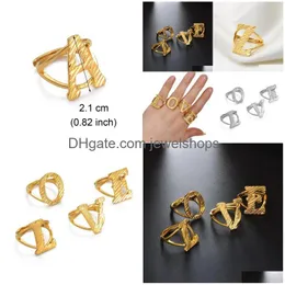 Band Rings A-Z Letters Ring Women Girl Gold Color African Initial Resizable English Jewelry Alphabet Finger Arab Drop Delivery Dhyyl