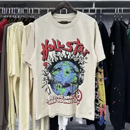 Moda Hellstar Shirt Mens Rap Top Designer Tshirt Tide Brand Fun Funny Comic Letter Inglês Print LOLHO LOLGO DO COLARO DE CLARA CURTA CHEVENDA CAMISTA DE HELLSTAR SHORT 4149
