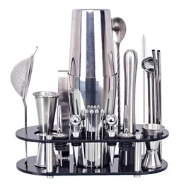 Bar Tools Barkeeper Kit 23-teiliges Cocktail-Shaker-Set Ovaler Acrylständer für Mixgetränke Martini Bar Tools Set Edelstahl 240322