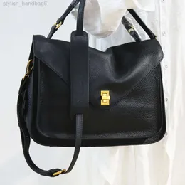 Frauen Messenger Bags Echtes Leder Handtaschen Designer Hohe Qualität Schulter Handtasche England Stil Große Kapazität Schwarz Satchel