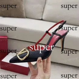 Storlek 35-44 Höga klackar 6 cm 8cm 10cm designer Hög klackar äkta läder för kvinnor Vlogo Shoes Sandaler Summer Luxury Flat Slides Ladies Beach Sandal Party Wedding 186