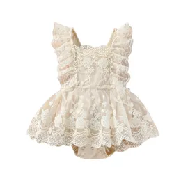 Doce infantil bebê meninas floral laço bordado macacão vestido princesa festa conjunto babados sem mangas tule tutu vestidos para 0-24m 240322