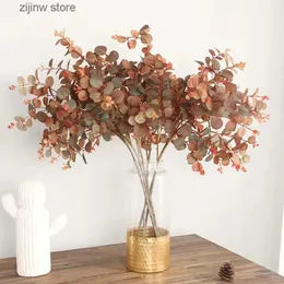 Faux Floral Greenery 70cm Autumn Color Eucalyptus Leaf Forest Money Leaf Artificial Plant Wedding Home Decora Desktop Display Flowers Decoracion Y240322