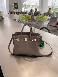Genuine Leather Handbag Bk L Cowhide Elephant Grey White Thread Card Color Bag One Shoulder Crossbody Womens Handbag