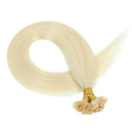 Estensioni Punta piatta dritta Estensioni dei capelli umani Capelli cheratina Colore biondo Pre incollati Punta piatta Estensione dei capelli Remy Capsula Capelli di fusione