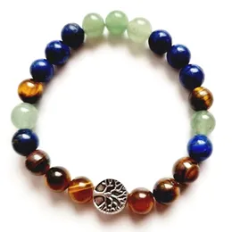 MG2078 8 mm avventurina verde lapislazzuli occhio di tigre albero della vita braccialetto da donna mix di pietre preziose gioielli fatti a mano yoga mala