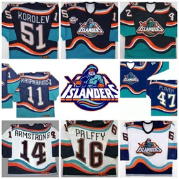 16 Ziggy Palffy Islanders Fisherman Jerseys와 25th 11 Darius Kasparaitis 14 Armstrong 44 Bertuzzi 34 Berard 51 Korolev Bryan Smolinski