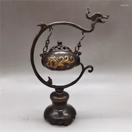 Estatuetas decorativas de bronze dragão e phoenix queimador de incenso pendurado fogão doméstico aloe vera sândalo placa de fumigação incen