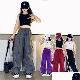 Kleidung Sets 2024 Sommer Alte Große Teenager Teen Mädchen Crop Weste Und Cargo Hosen Für Teenager 2 stücke Kinder Kleidung Drop Lieferung Baby Mater Otvjc