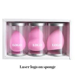 Puff Custom Logo 3 PCS Makeup Sponge Set Beauty Foundation Sponge Puff مجموعة مع حزمة Laser Logo