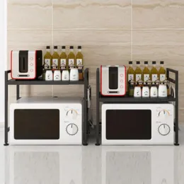 Portaoggetti da cucina Bymaocar Supporto per forno a microonde Rack con 3 ganci flessibili Regolabile Durevole Stabile Salvaspazio Facile da installare