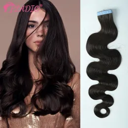 Extensões 2,5g/PCs Fita em extensões de cabelo 100%Remy Humano Human Humanless Incisible Body Wave Hair Extension for Salon Supply Color Natural