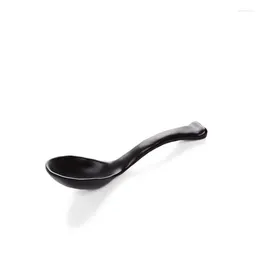 Spoons Chinese Soup Spoon Black Matte Anti-Fall Tortoise Shell Shaped Teaspoon Melamine Buffet Restaurant Tableware